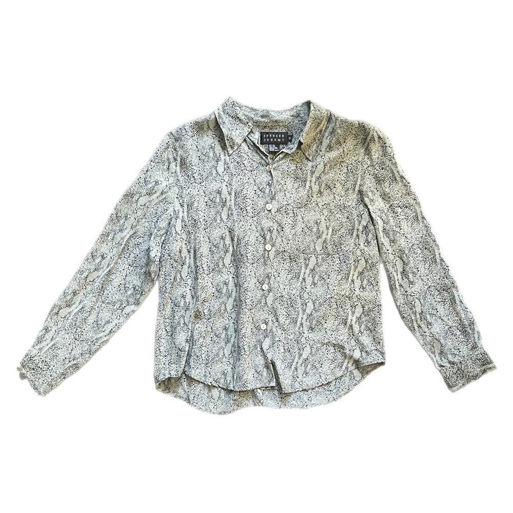 Spenser Jeremy Gray Snake Skin Patterned Button Down Blouse Shirt 12